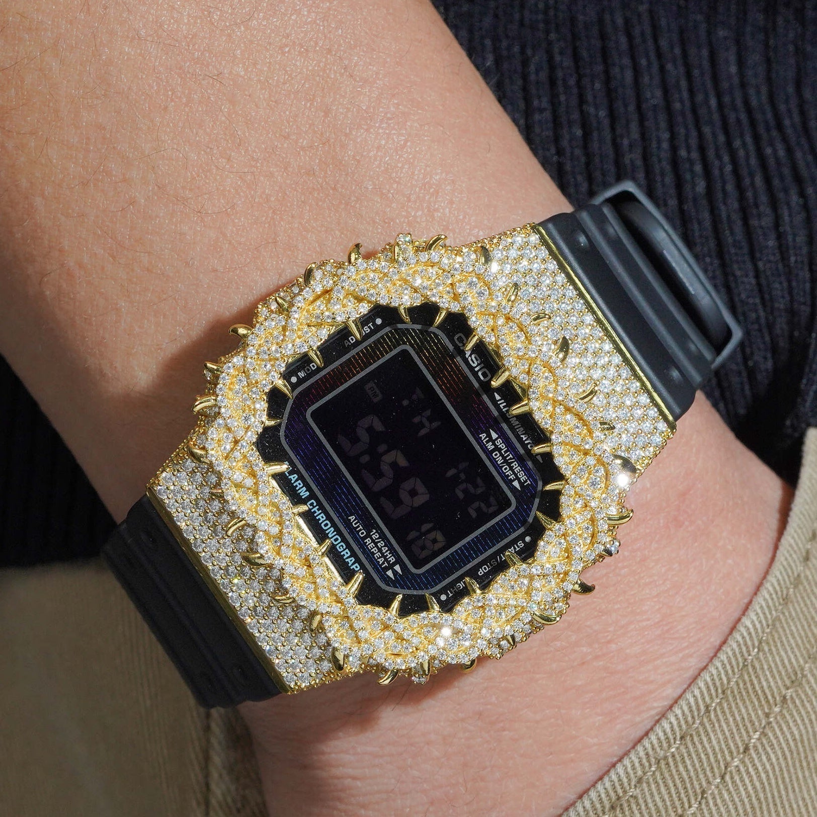 DW5600 G Shock Iced Moissanite Diamond Watch - Moissanite Watch from The Real Jewelry Company