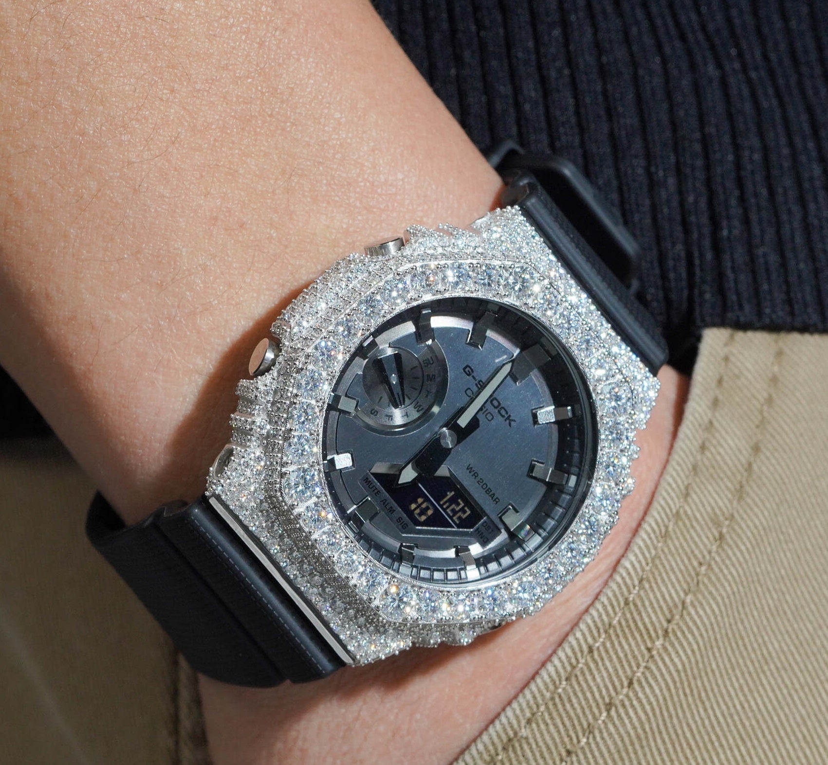 Iced Out Moissanite Diamond G Shock Watch GA2100 - Moissanite Watch from The Real Jewelry Company