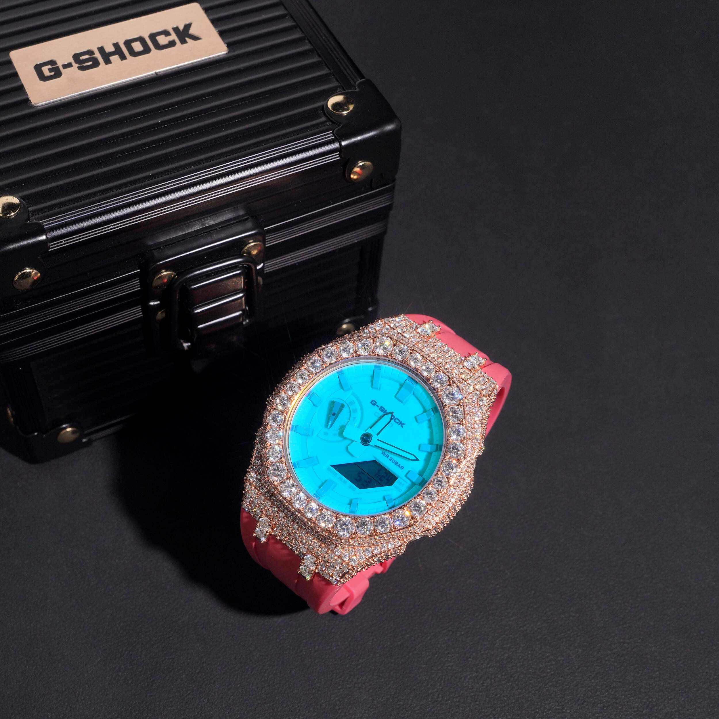 Buss Down Moissanite G Shock Watch GA2100 detail - The Real Jewelry Company