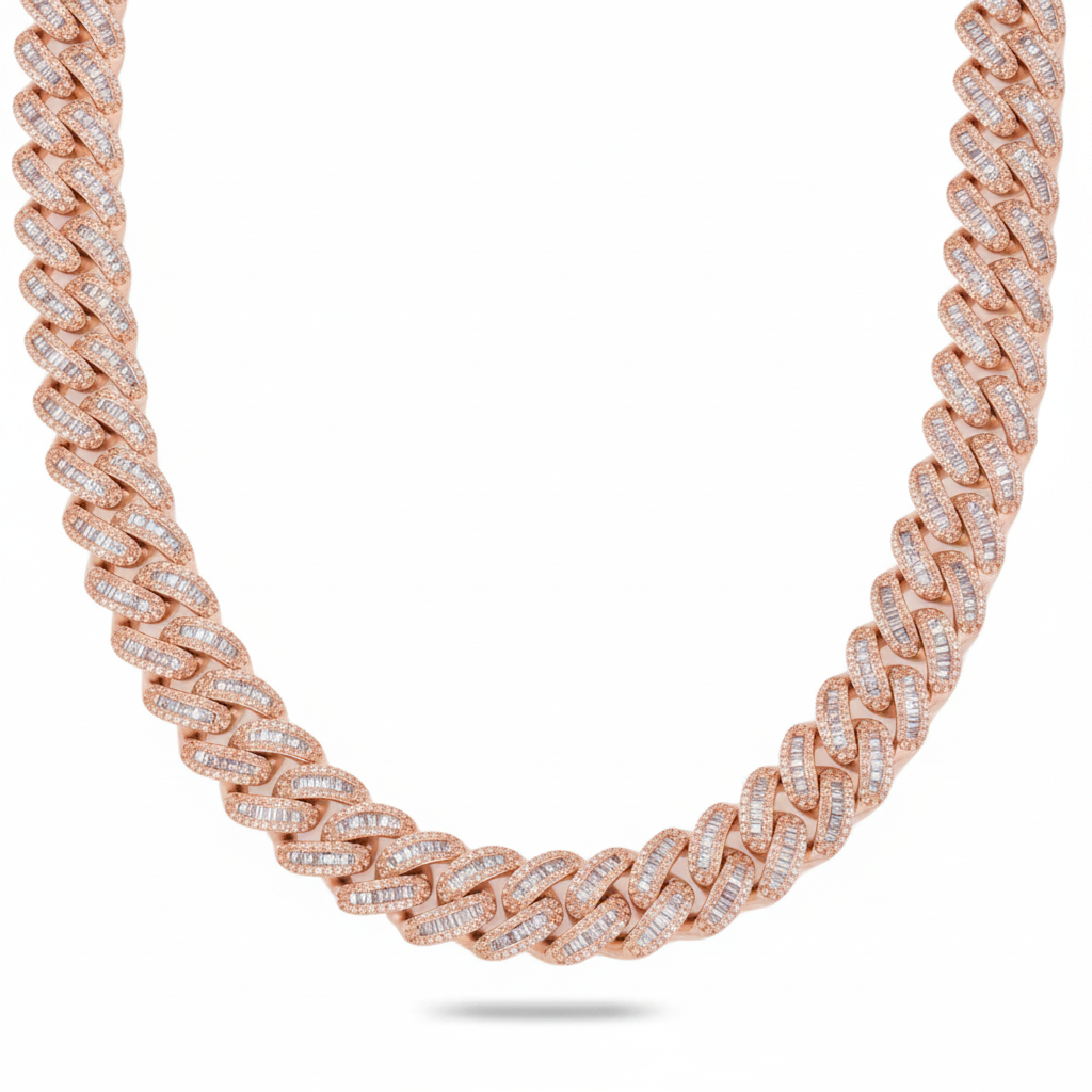 14MM Baguette Moissanite Cuban Chain