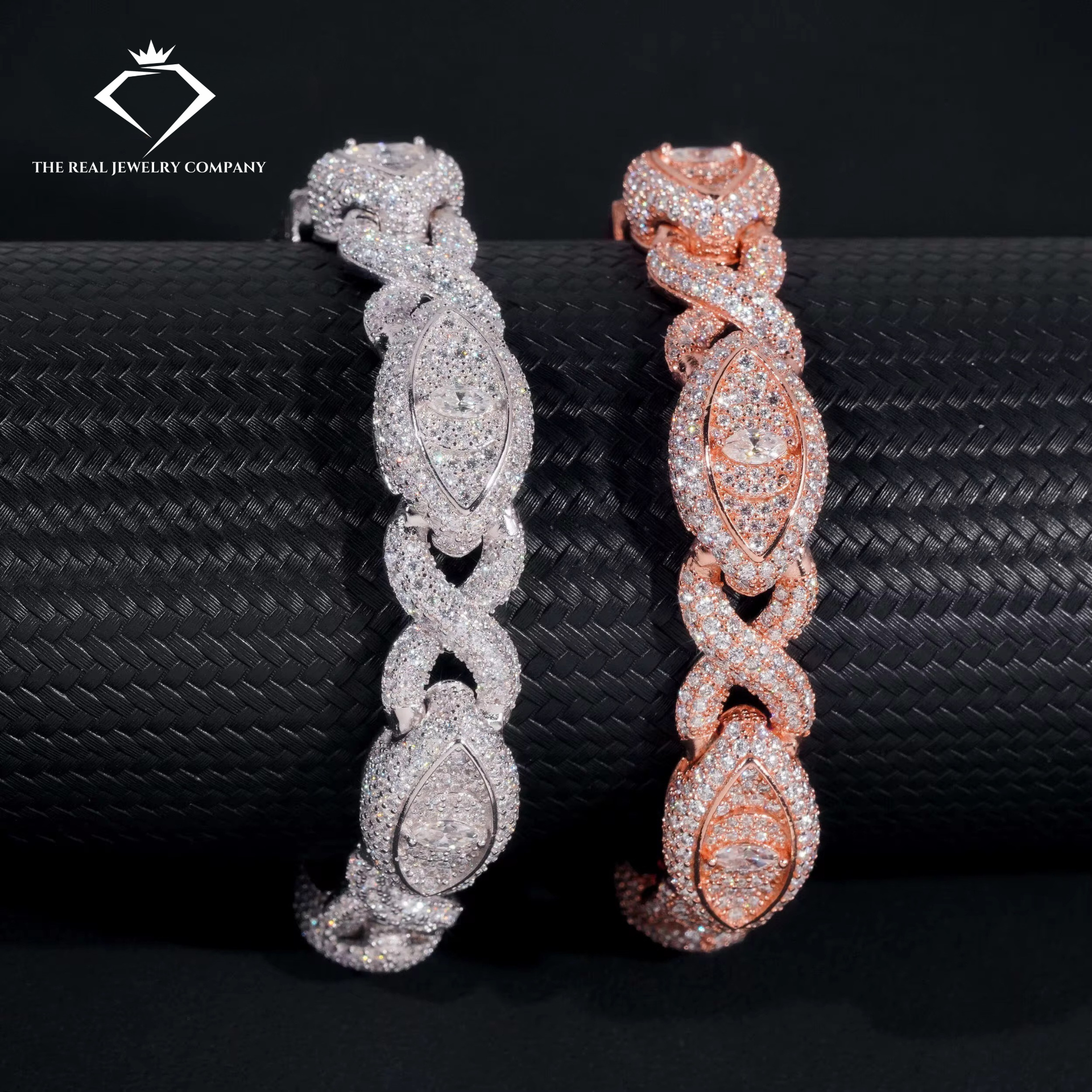 13mm Cat Eye Infinity Link Bracelet | VVS Moissanite and 925 Silver