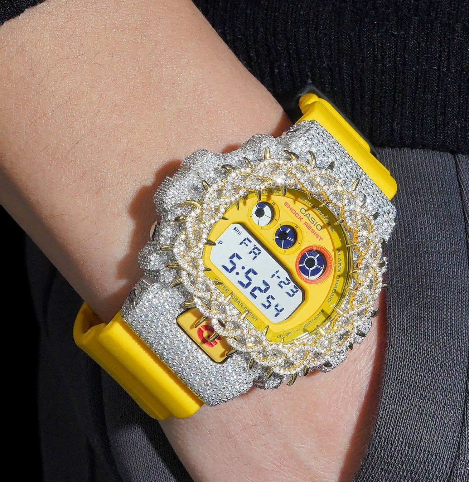 Yellow Gold Tow Tone DW6900 Moissanite G Shock Watch - Moissanite Watch from The Real Jewelry Company
