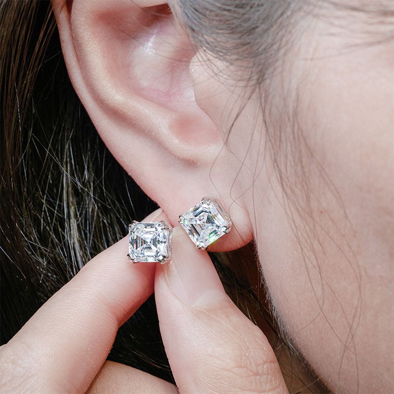 Asscher Cut Moissanite Earrings