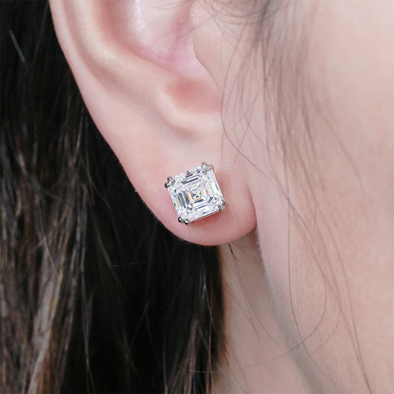 Asscher Cut Moissanite Earrings