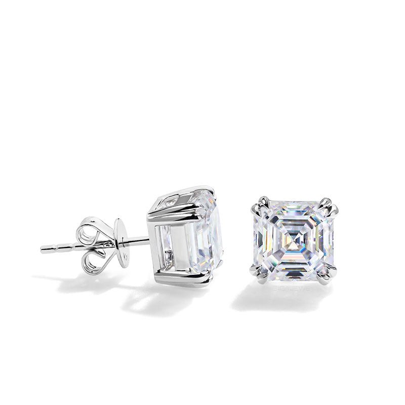 Asscher Cut Moissanite Earrings