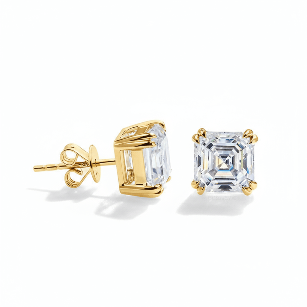 Asscher Cut Moissanite Earrings
