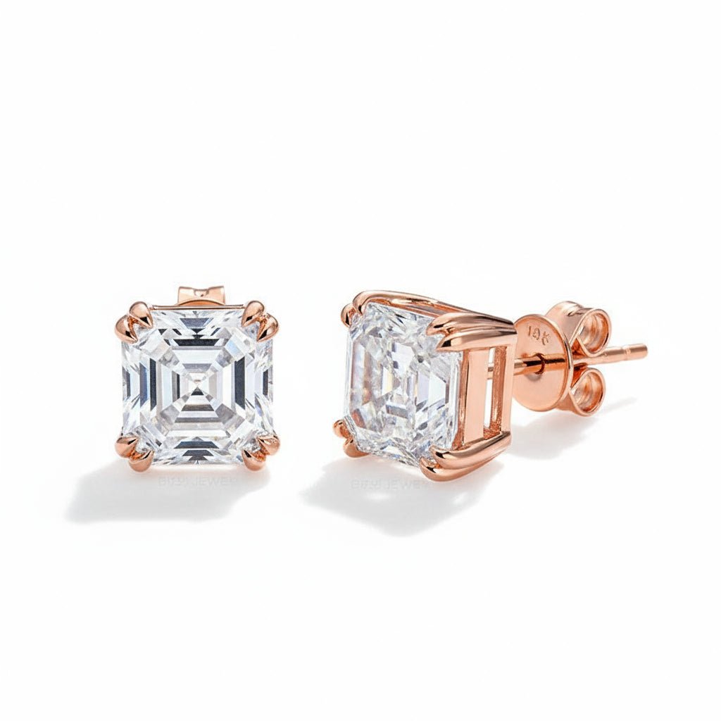 Asscher Cut Moissanite Earrings