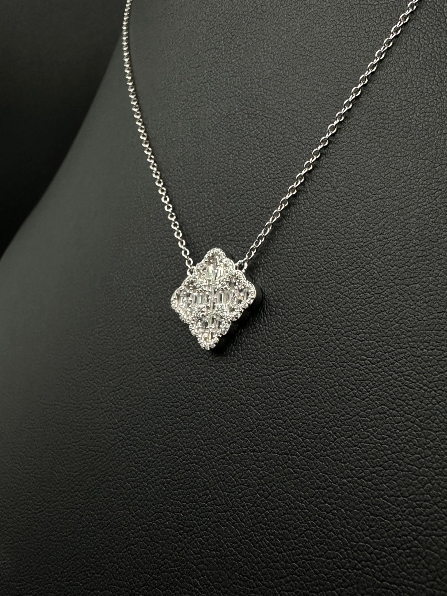 Baguette Moissanite Clover Pendant and Chain - The Real Jewelry CompanyThe Real Jewelry CompanyCharms & Pendants