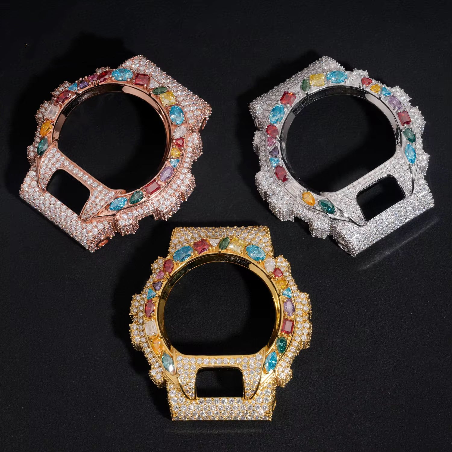 Custom G Shock DW6900 Moissanite Watches Case 14K Gold - Moissanite Watch from The Real Jewelry Company