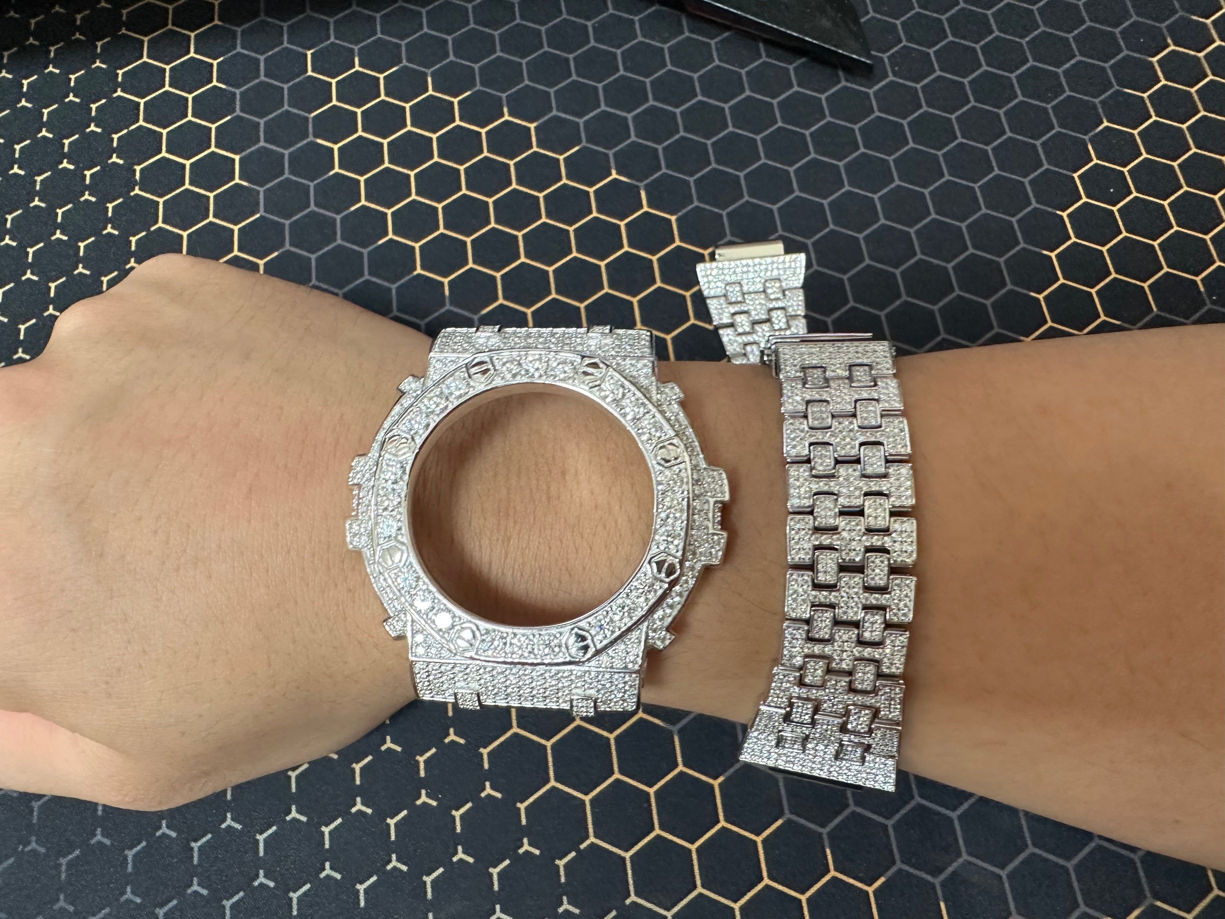 Custom G Shock GA100 Moissanite Watches Case 14K Gold - Moissanite Watch from The Real Jewelry Company