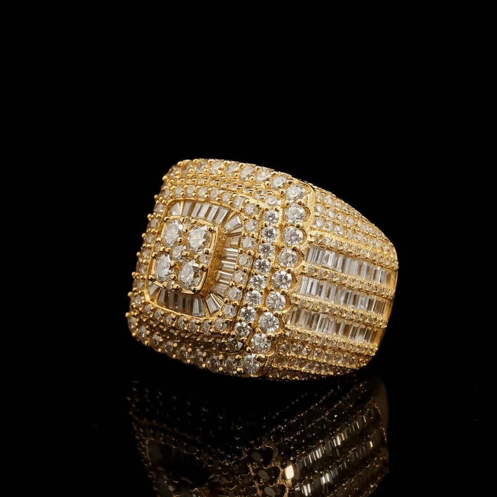 Diamond and Silver Designer Men's Ring