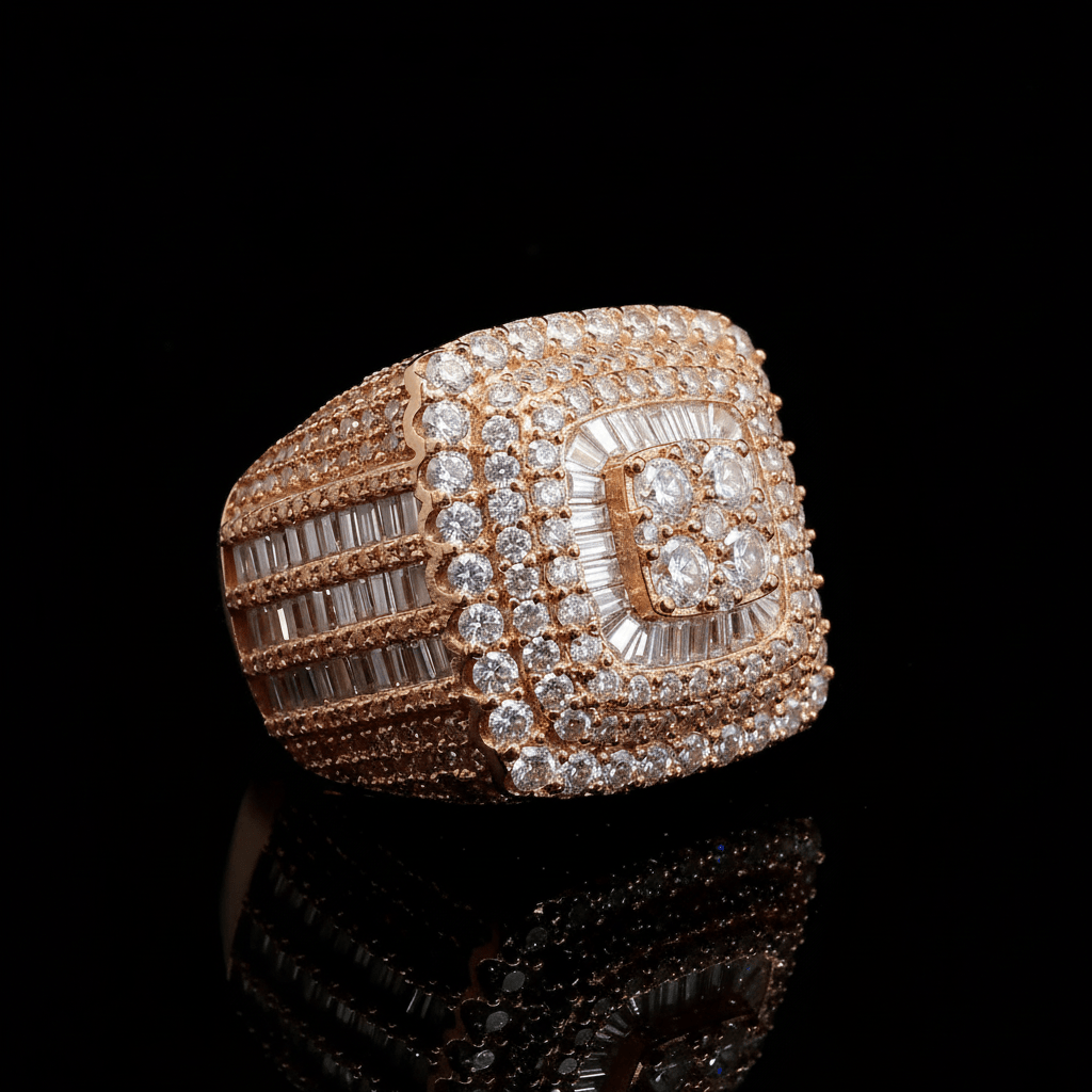 Diamond and Silver Designer Men's Ring