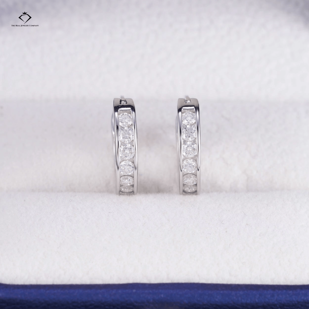 Diamond Ice Hoops – VVS Moissanite Sterling Silver Earrings
