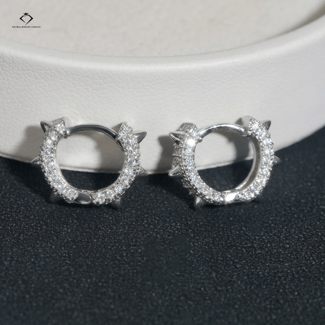 Diamond Ice Hoops – VVS Moissanite Sterling Silver Earrings