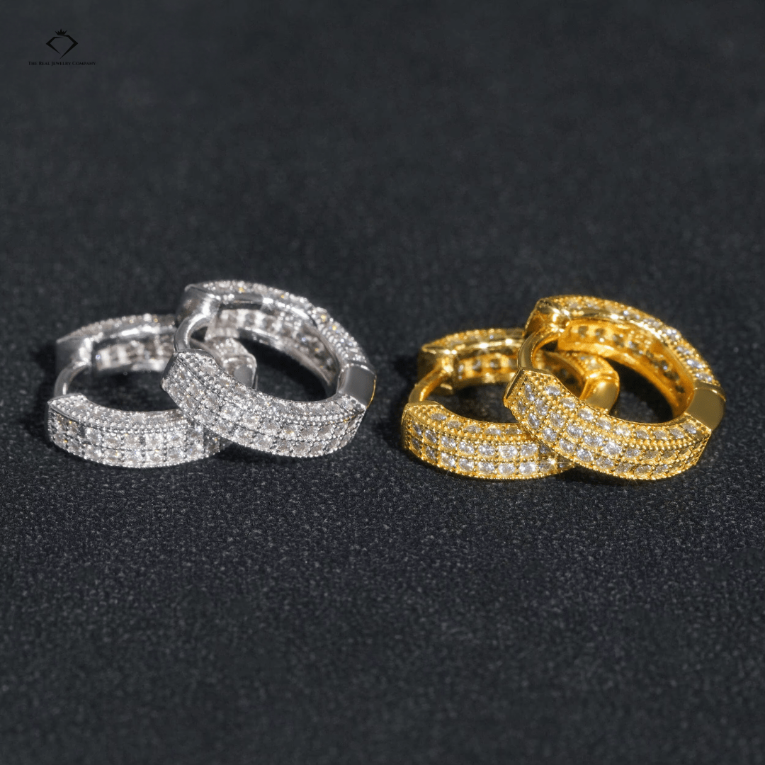 Diamond Ice Hoops – VVS Moissanite Sterling Silver Earrings