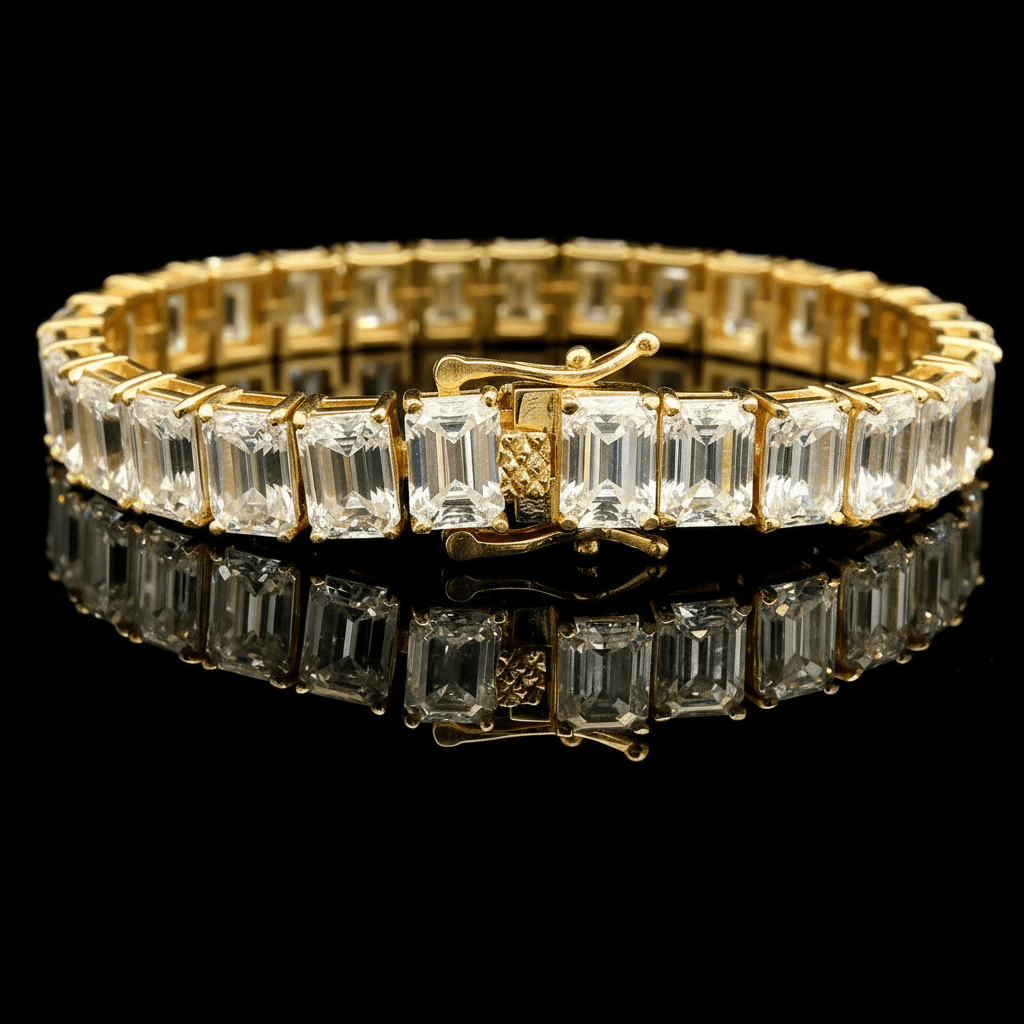 Emerald Cut Moissanite Tennis Bracelet – 0.5CT D - Color Stones