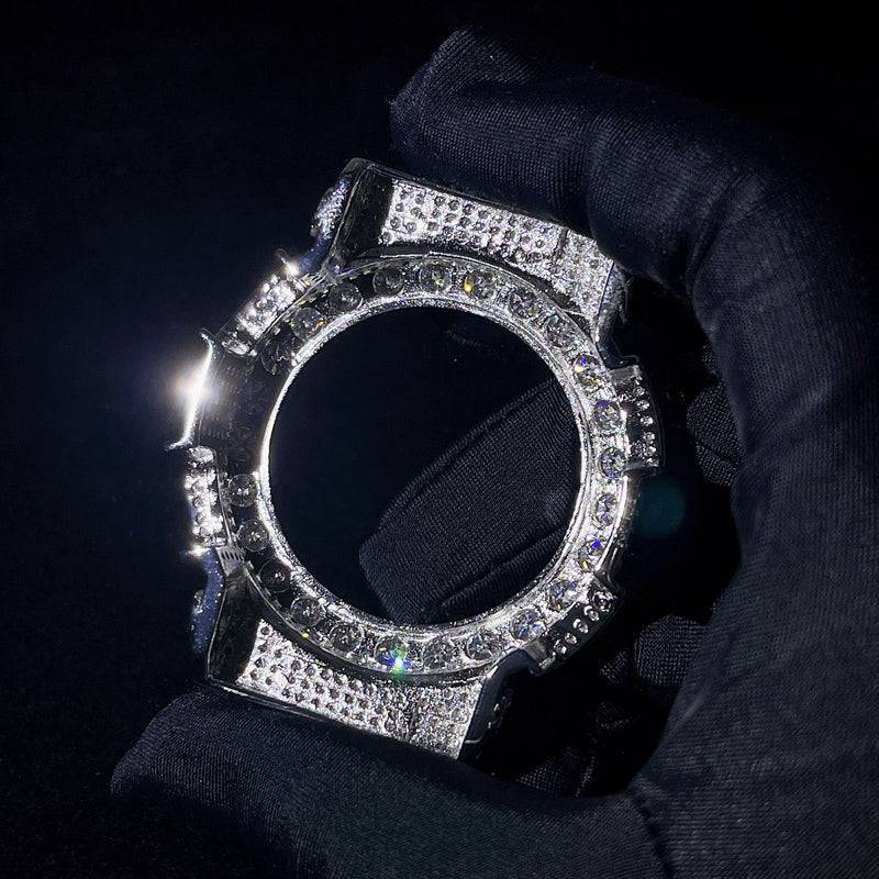 G Shock GA100 Moissanite Watches Case 14K Gold close-up - The Real Jewelry Company