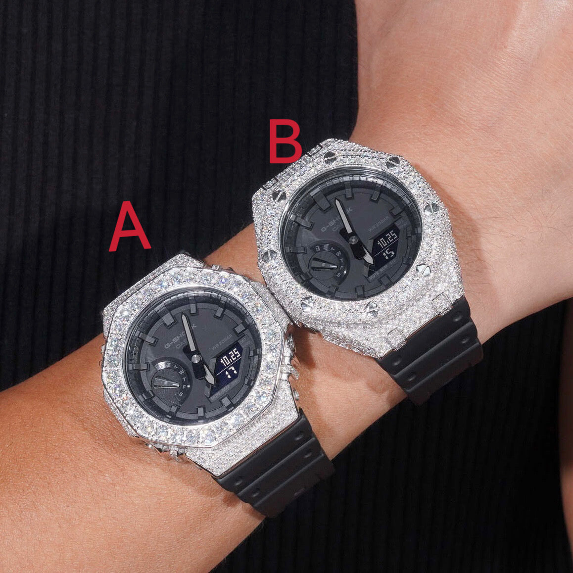 G Shock GA2100 Diamond Watch Case 14K Gold - Moissanite Watch from The Real Jewelry Company