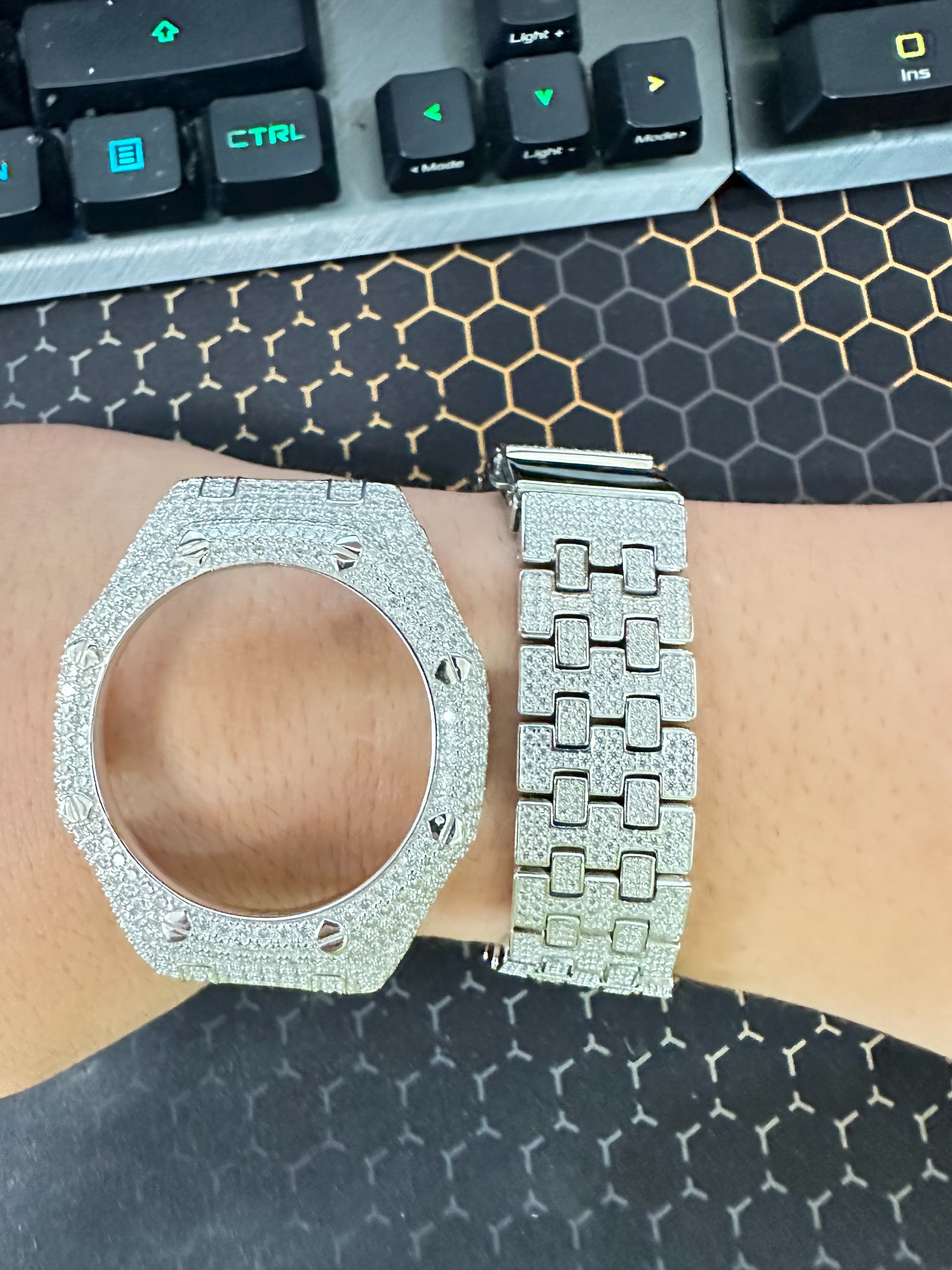G Shock GA2100 Moissanite Watch Case 14K Gold - Moissanite Watch from The Real Jewelry Company