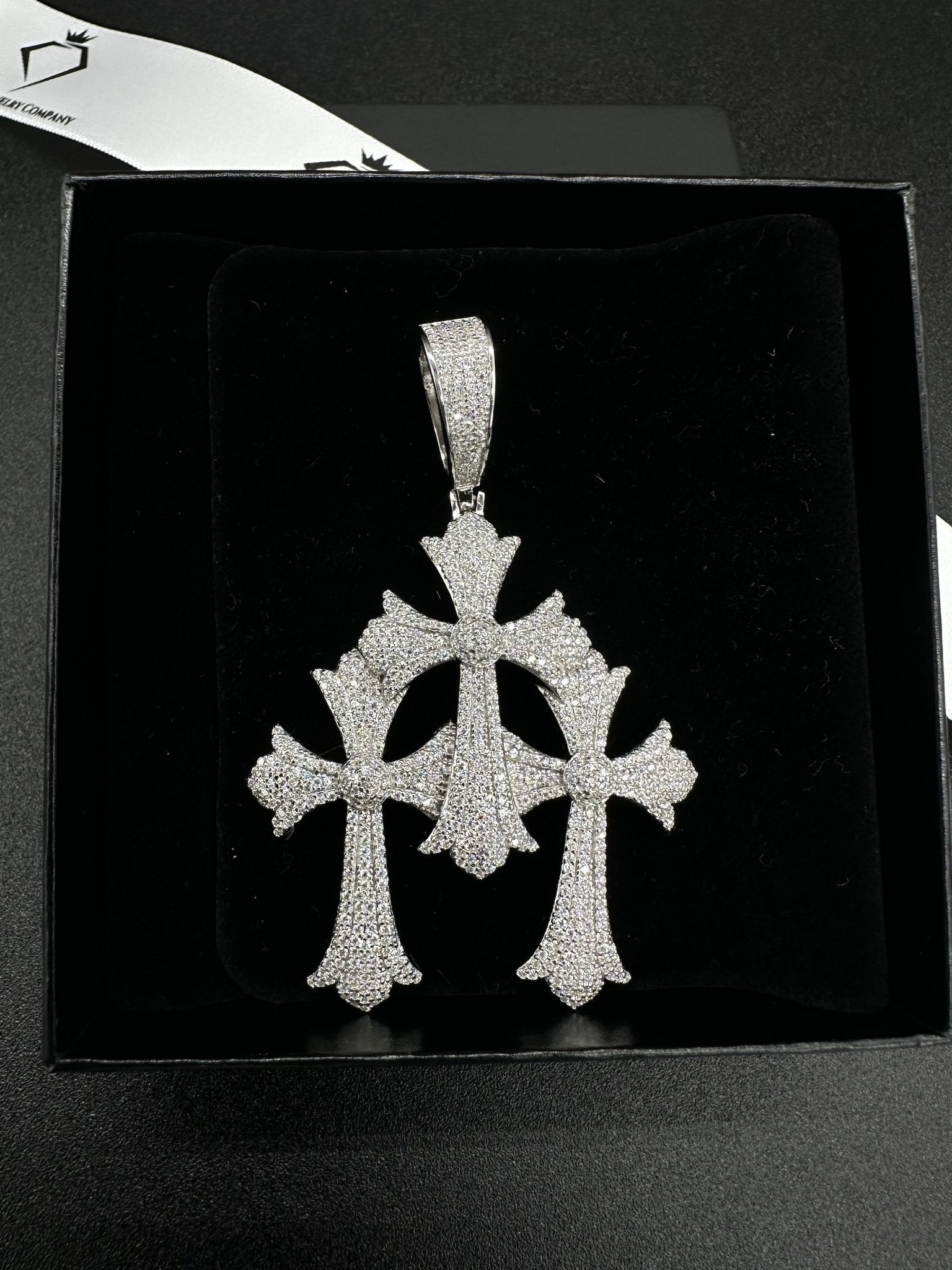 Holy Trinity Moissanite Cross Pendant (STOCK)