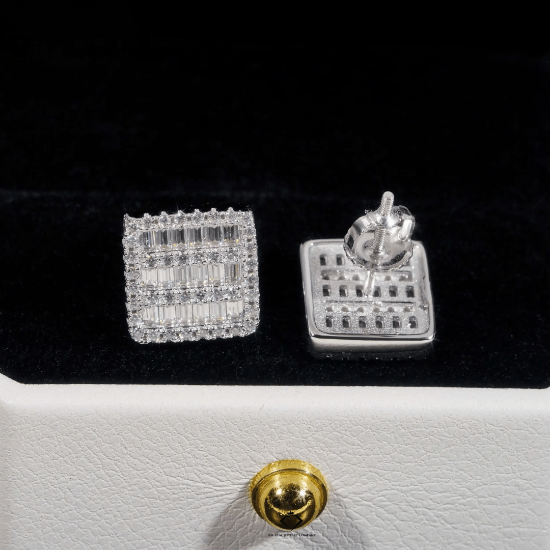 IceBox Blaze 11mm Moissanite Studs – Hip Hop Screw - Back Edition