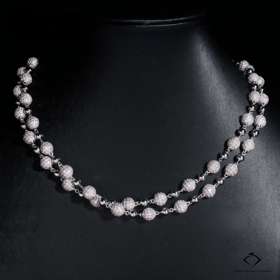 Iced King 8mm Moissanite Ball & Chain – Solid 925 Silver