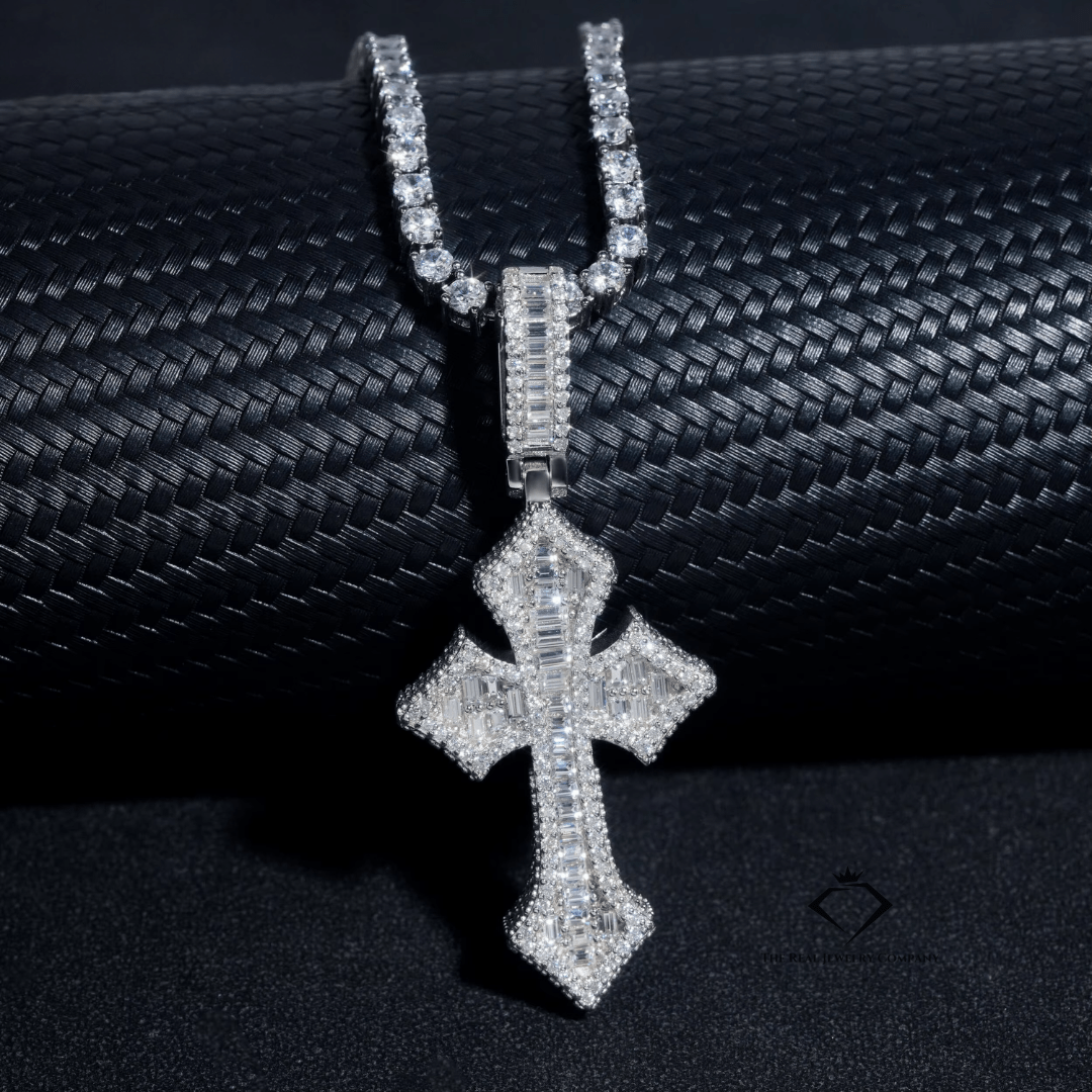 Iced Out Baugette Cross Pendant | VVS Moissanite
