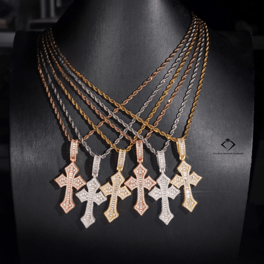 Iced Out Baugette Cross Pendant | VVS Moissanite