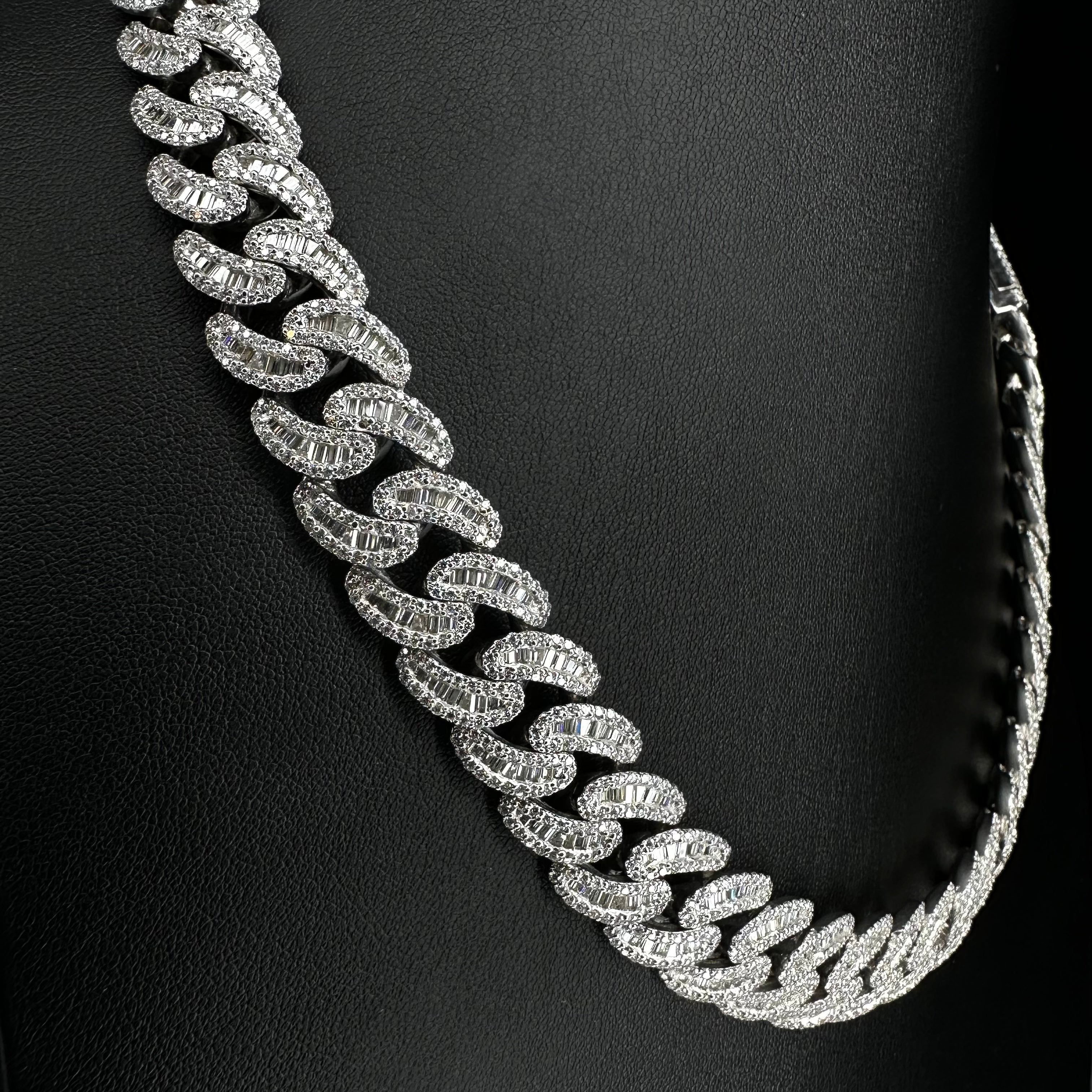 15MM Baguette Moissanite Cuban Chain