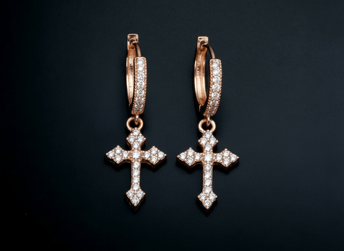 Moissanite Cross Hoop Earrings – 925 Silver | D - Color VVS Brilliance