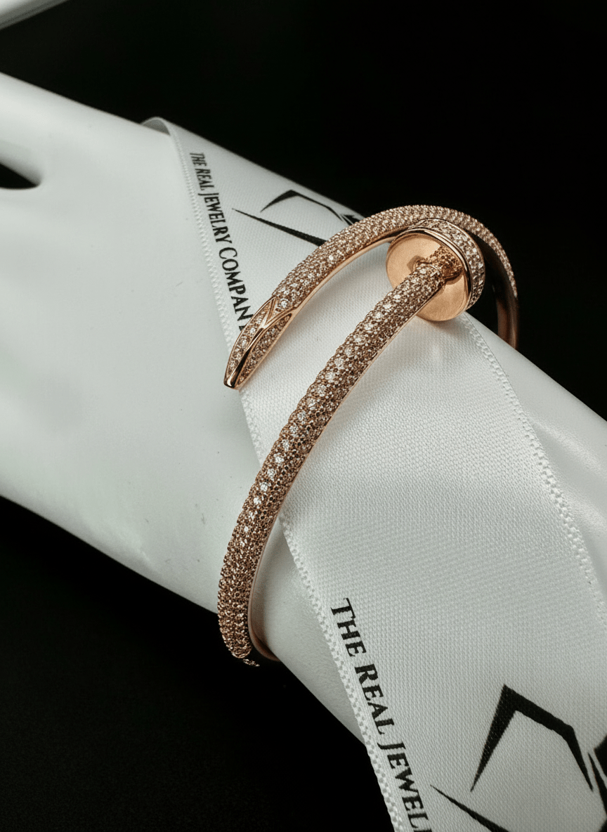 Moissanite Nail Bangle – 2.9ct VVS D - Color Moissanite | 925 Silver Luxury Bracelet