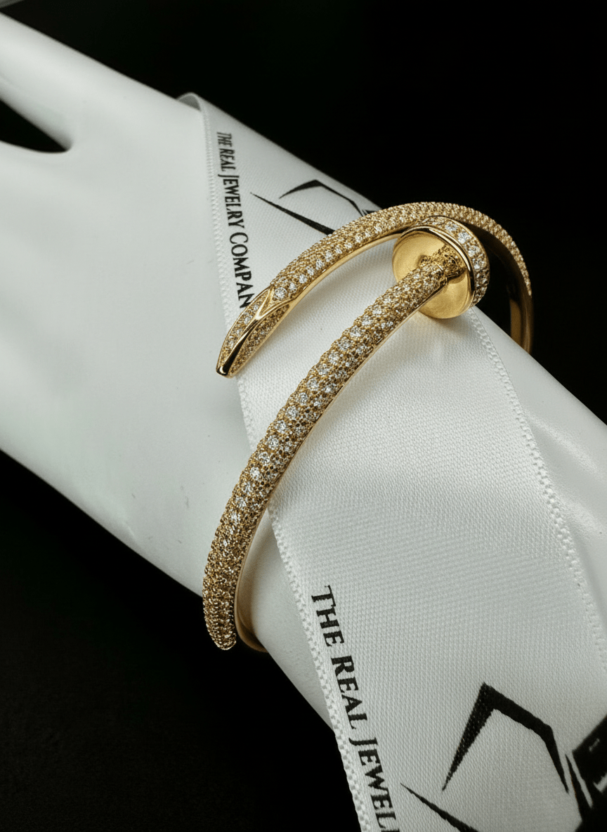 Moissanite Nail Bangle – 2.9ct VVS D - Color Moissanite | 925 Silver Luxury Bracelet