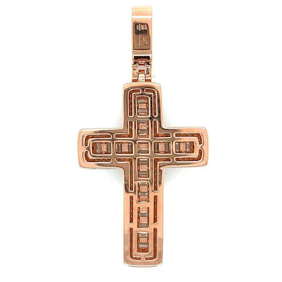 Moissanite Round and Baguette Cross Pendant - The Real Jewelry CompanyThe Real Jewelry CompanyCharms & Pendants