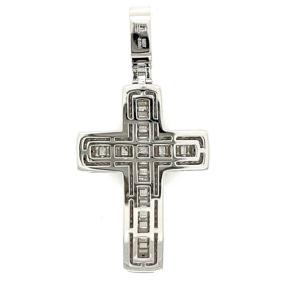 Moissanite Round and Baguette Cross Pendant - The Real Jewelry CompanyThe Real Jewelry CompanyCharms & Pendants