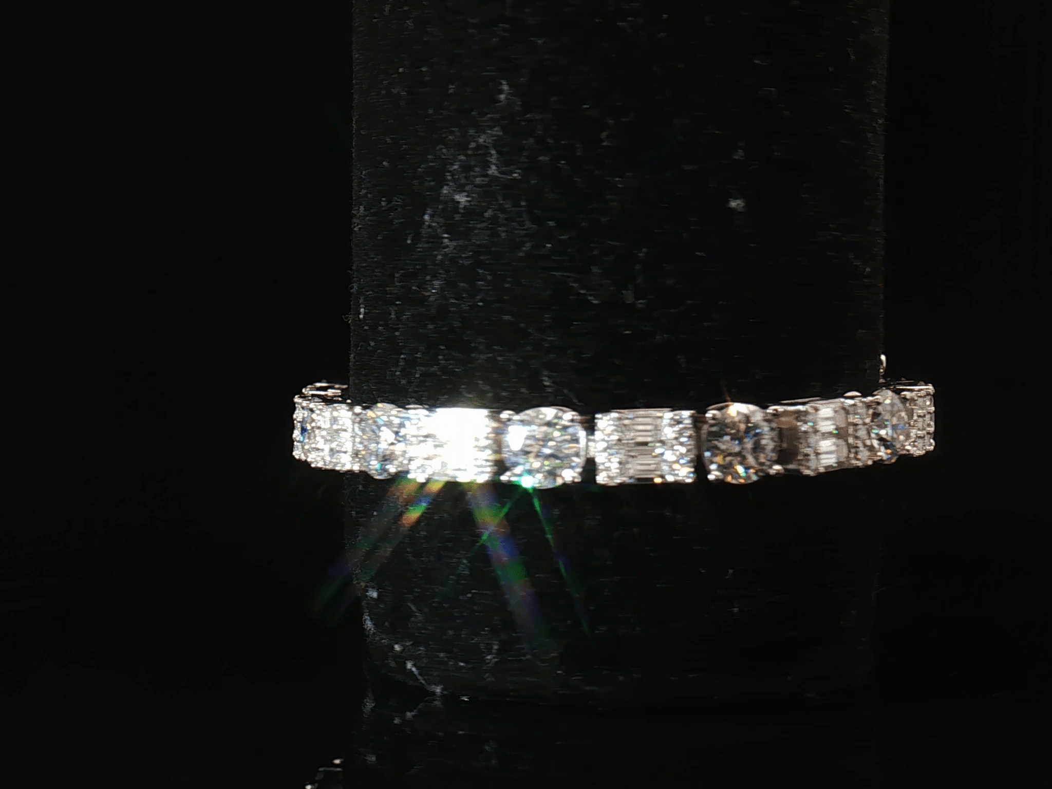 Round and Baguette Cut Moissanite Tennis Bracelet