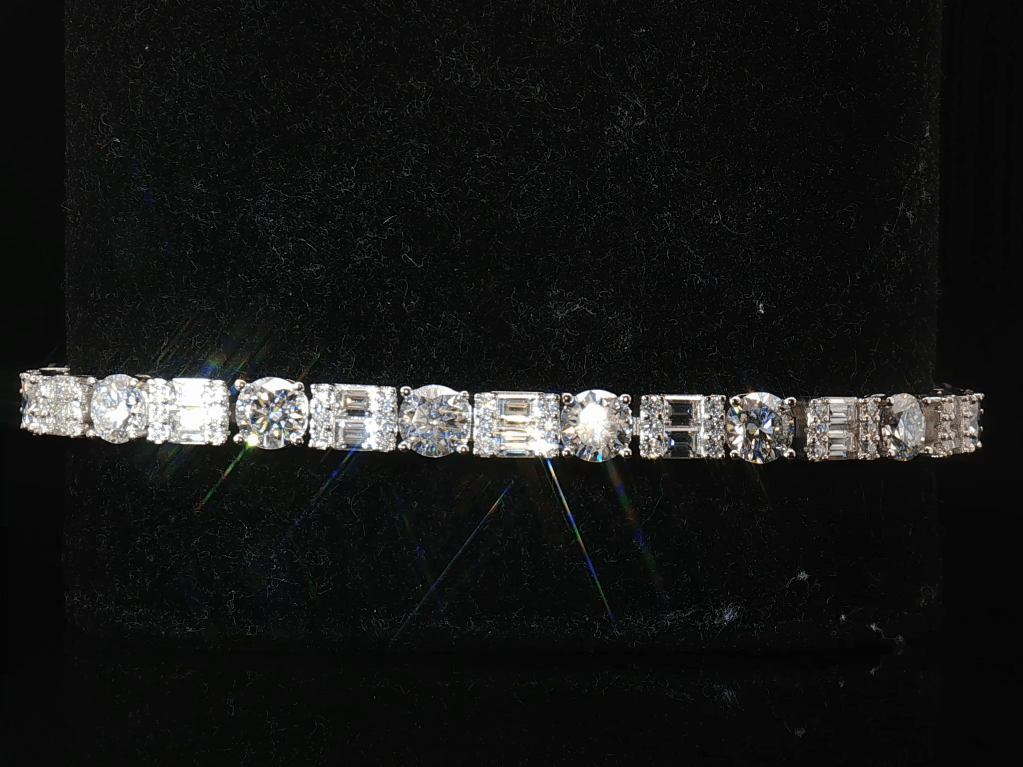 Round and Baguette Cut Moissanite Tennis Bracelet