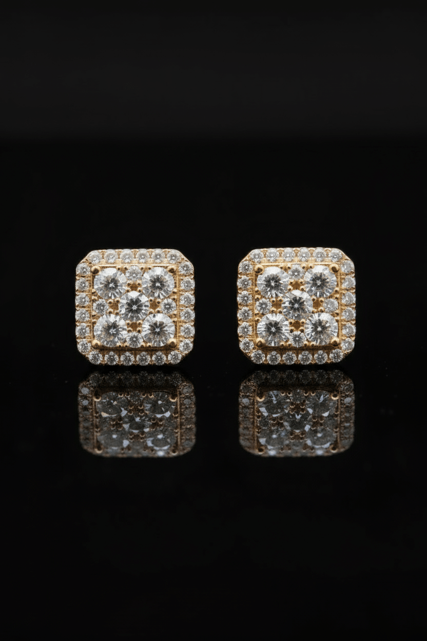 Square Cluster Moissanite Earrings