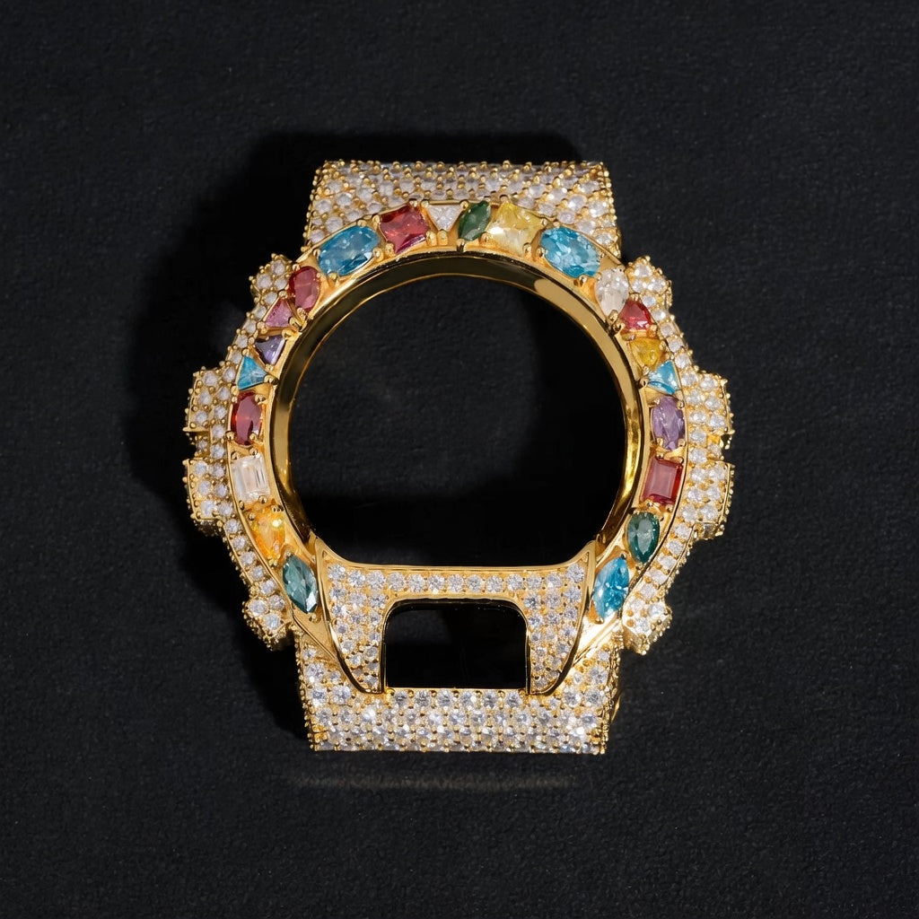 Iced Out Multicolor Moissanite Watch - 925 Sterling Silver