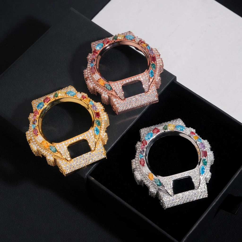 Iced Out Multicolor Moissanite Watch - 925 Sterling Silver