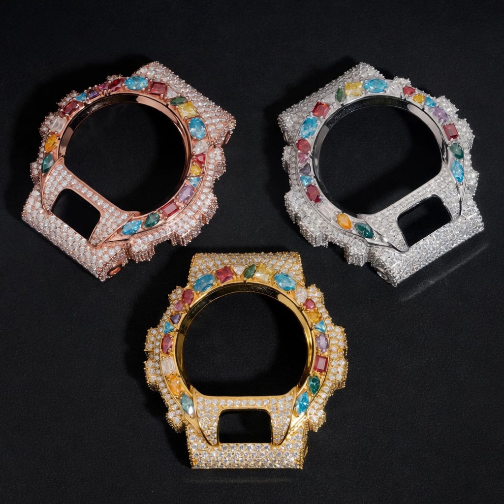 Iced Out Multicolor Moissanite Watch - 925 Sterling Silver