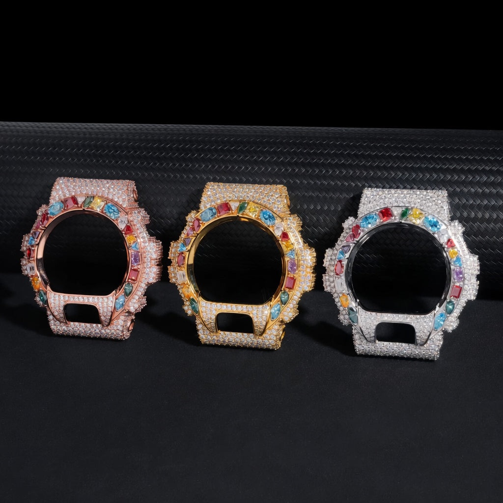 Iced Out Multicolor Moissanite Watch - 925 Sterling Silver