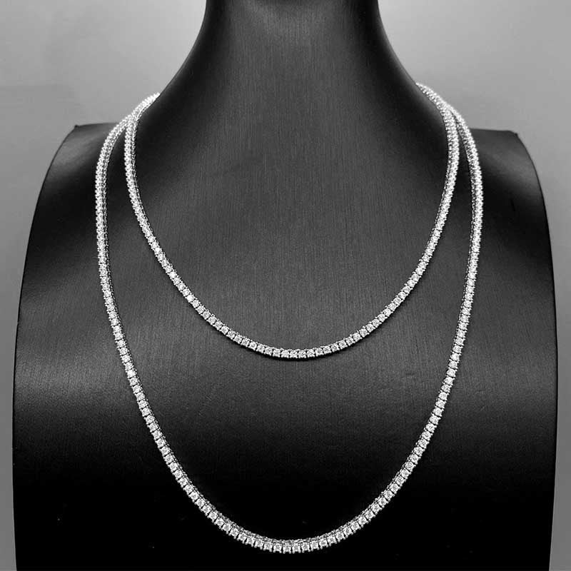 10K Solid Gold 2mm Moissanite Tennis Chain - The Real Jewelry CompanyThe Real Jewelry CompanyNecklaces