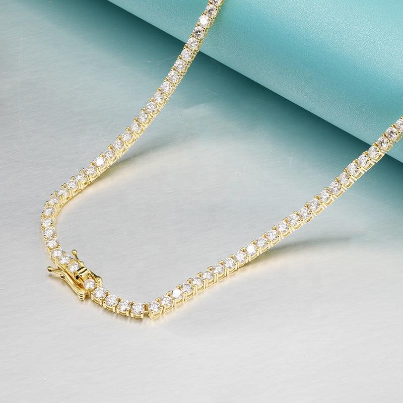 10K Solid Gold 2mm Moissanite Tennis Chain - The Real Jewelry CompanyThe Real Jewelry CompanyNecklaces