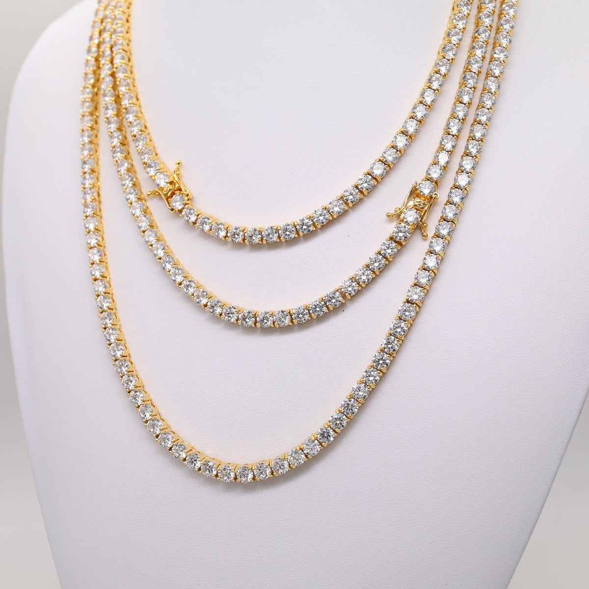 10K Solid Gold 4mm Moissanite Tennis Chain - The Real Jewelry CompanyThe Real Jewelry CompanyNecklaces