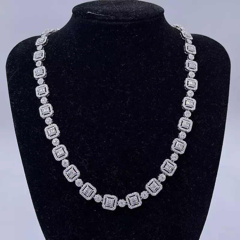 10mm Moissanite Baguette Flower Tennis Chain - The Real Jewelry CompanyThe Real Jewelry CompanyNecklaces