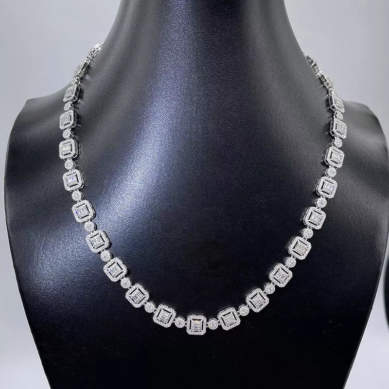 10mm Moissanite Baguette Flower Tennis Chain - The Real Jewelry CompanyThe Real Jewelry CompanyNecklaces