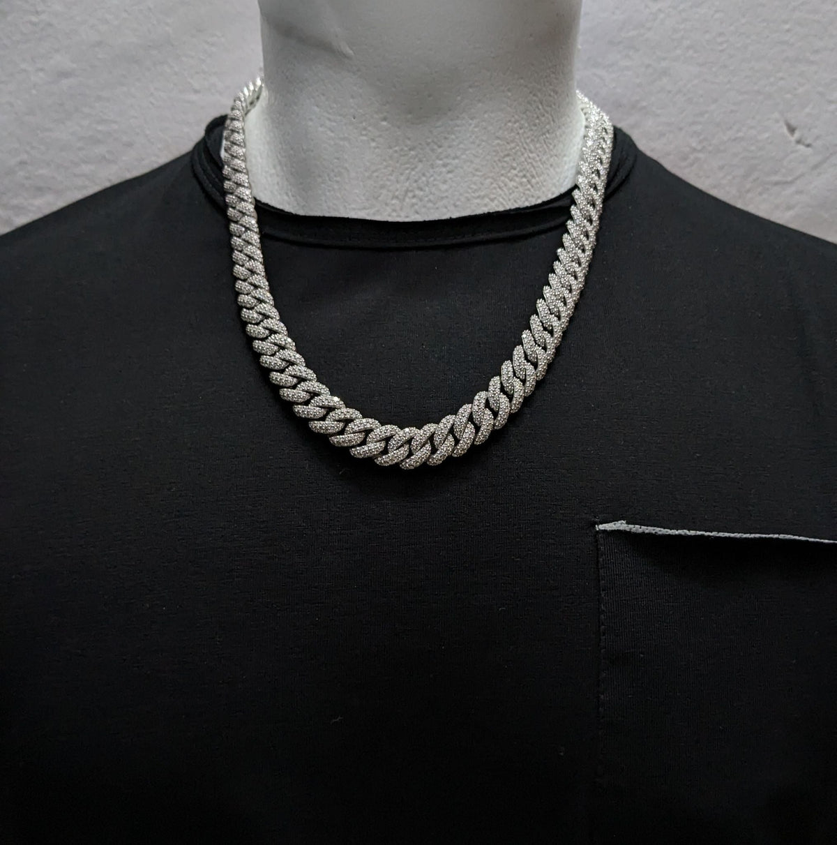 12MM 925 Silver and VVS Lab Grown Diamond Cuban Chain - The Real Jewelry CompanyThe Real Jewelry CompanyNecklaces