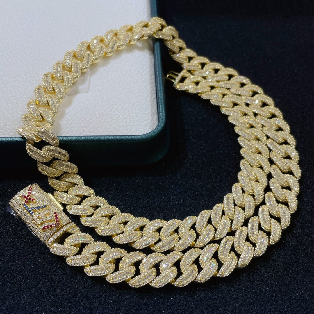 12MM Baguette Moissanite Cuban Chain - The Real Jewelry CompanyThe Real Jewelry CompanyNecklaces