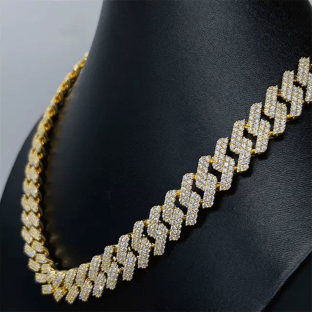 15mm 2-Row Prong Style Cuban Chain - The Real Jewelry CompanyThe Real Jewelry CompanyNecklaces