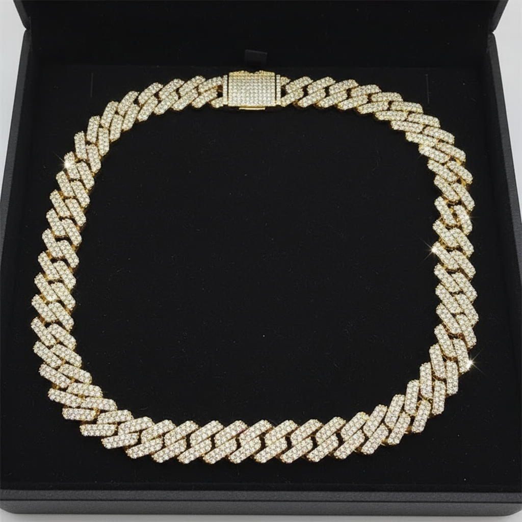 15mm 2-Row Prong Style Cuban Chain - The Real Jewelry CompanyThe Real Jewelry CompanyNecklaces